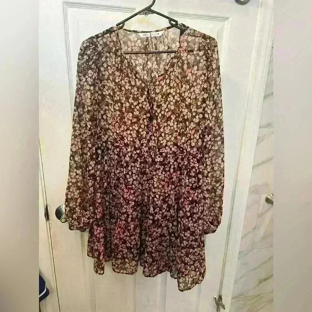 Zara floral midi dress Size S